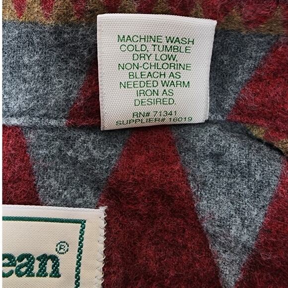 Vintage 1990 LL Bean Red Blue Aztec Button Up Long Sleeve Shirt Woman's Medium - Picture 8 of 9